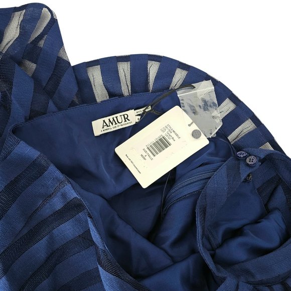 AMUR "Leonie" Twilight Blue Halter Striped Cutout Midi Dress | US 8 | $598 - Picture 8 of 8